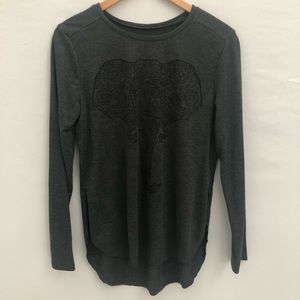 Lol Vintage Dark Grey Elephant Print L/S Top Sz M